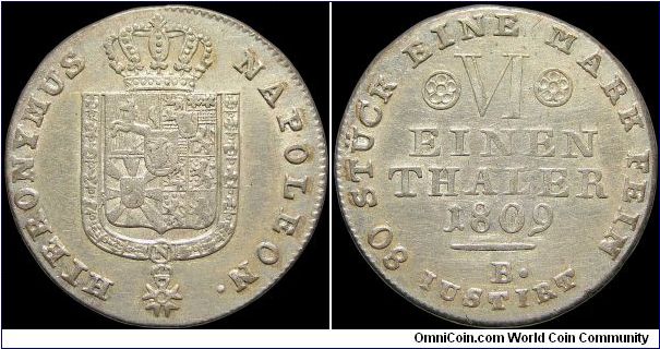 1/6 Thaler, Westphalia.                                                                                                                                                                                                                                                                                                                                                                                                                                                                                             