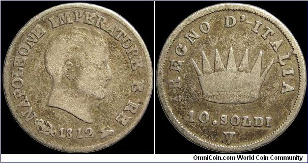 10 Soldi, Napoleonic Kingdom of Italy. Venice mint, rarity R2.                                                                                                                                                                                                                                                                                                                                                                                                                                                      