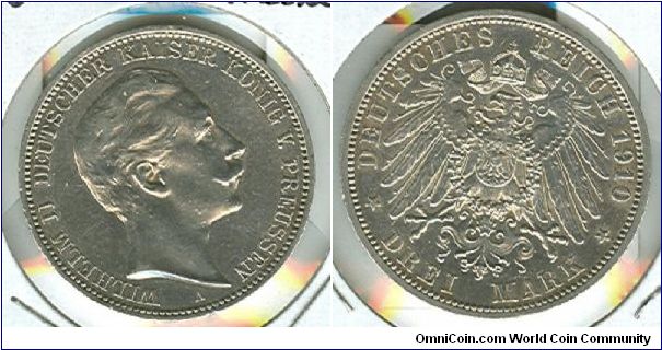 1910 German Prussia, 3 mark.