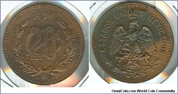 1935 Mexico 20 centavo.