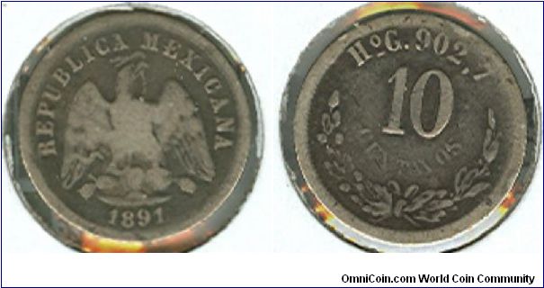 1891 Mexico 10 centavo