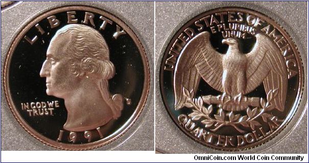 1991-S Washington Quarter Proof from Prestige Proof Set.