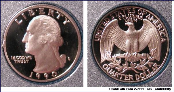 1990-S Washington Quarter Proof from Prestige Proof Set.