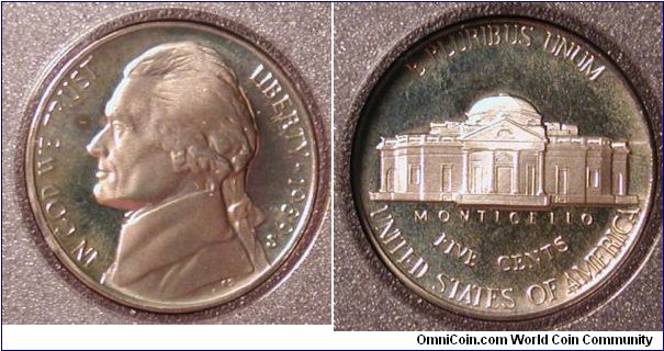 1989-S Jefferson Nickel Proof from Prestige Proof Set.