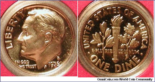 1976-S Roosevelt Dime Proof from Mint Proof Set.