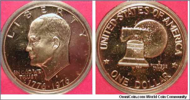1976-S Bicentennial Eisenhower Dollar Proof from Mint Proof Set.