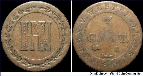 3 Centimes, Westphalia.                                                                                                                                                                                                                                                                                                                                                                                                                                                                                             