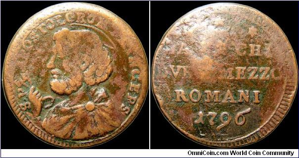 2 ½ Baiocchi - Papal States, Rome.                                                                                                                                                                                                                                                                                                                                                                                                                                                                                  