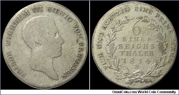 1/6 Taler, Prussia. Breslau mint.                                                                                                                                                                                                                                                                                                                                                                                                                                                                                   