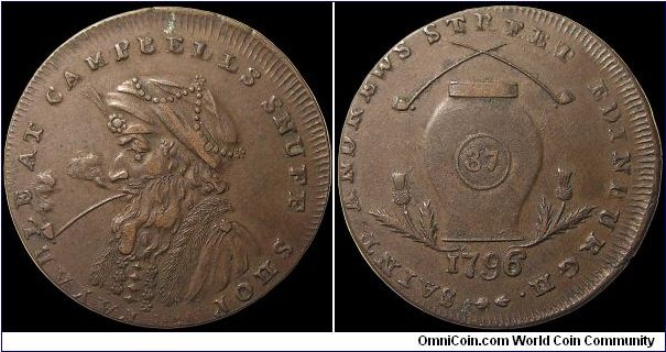 ½ Penny Conder Token, Scotland.

This was for a tobacconist.                                                                                                                                                                                                                                                                                                                                                                                                                                                      