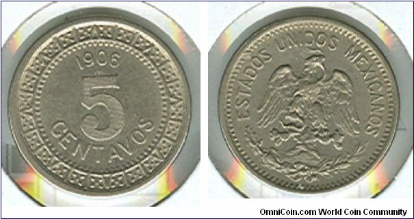 1906 Mexico 5 centavo.