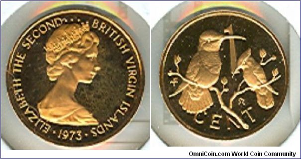 1973 British Virgin Islands 1 cent