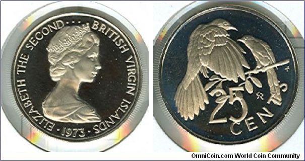 1973 British Virgin Islands 25 cents
