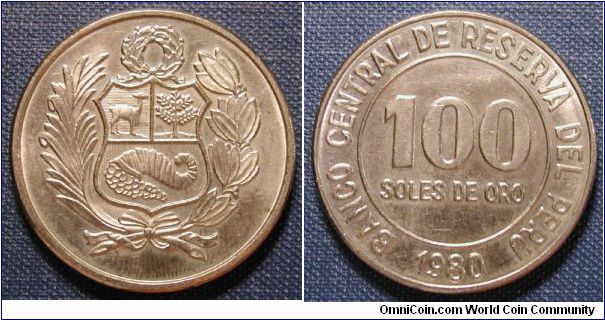 1980 Peru 100 Soles de Oro