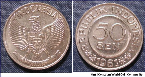 1961 Indonesia 50 Sen (amazing shape for aluminum).