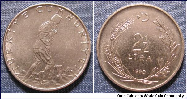 1960 Turkey 2 1/2 Lira
