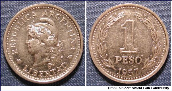 1957 Argentina 1 Peso
