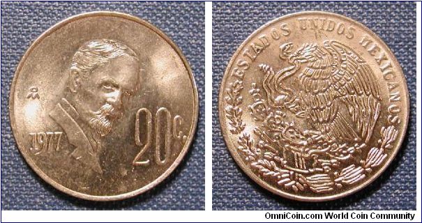 1977 Mexico 20 Centavos