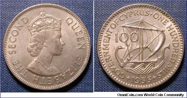 1955 Cyprus 100 Mils