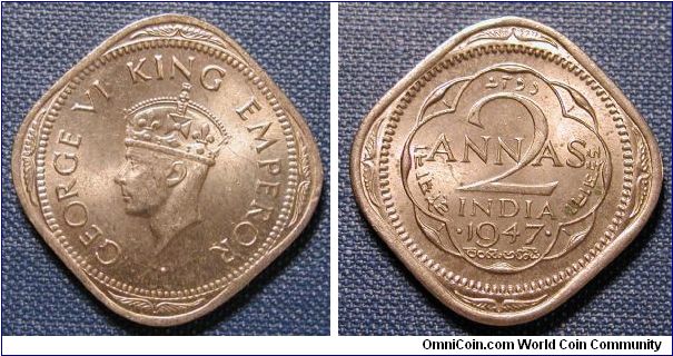 1947 India 2 Annas