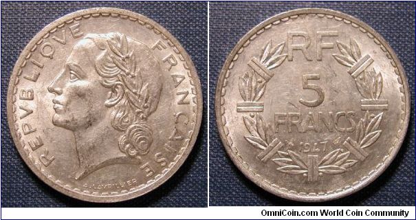 1947 France 5 Francs (aluminum)