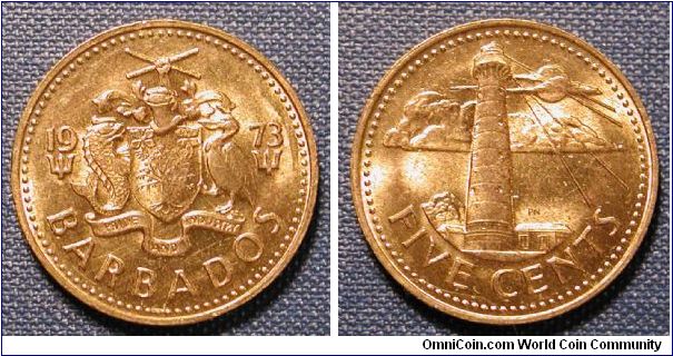 1973 Barbados Five Cents