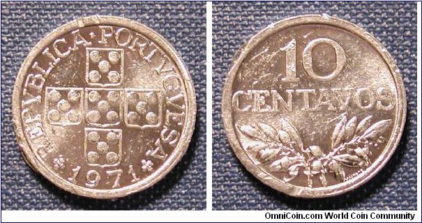 1971 Portugal 10 Centavos (aluminum)