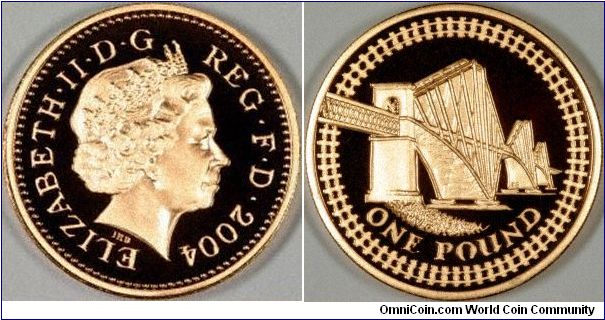 Gold proof pound for Scotland with the Forth Railway Bridge. the legal tender version of the pattern we have also uploaded.