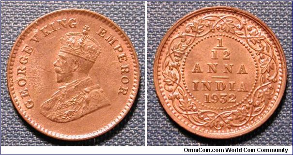 1932 India 1/12 Anna