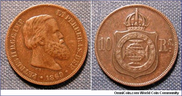 1869 Brazil 10 Reis
