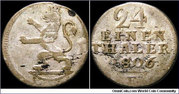 1/24 Thaler, Hesse-Cassel.                                                                                                                                                                                                                                                                                                                                                                                                                                                                                          
