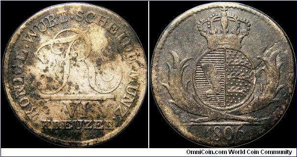 6 Kreuzer, Wurttemberg.                                                                                                                                                                                                                                                                                                                                                                                                                                                                                             