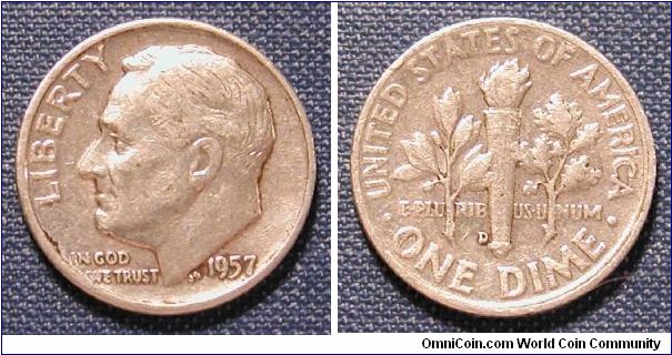 1957-D Roosevelt Dime