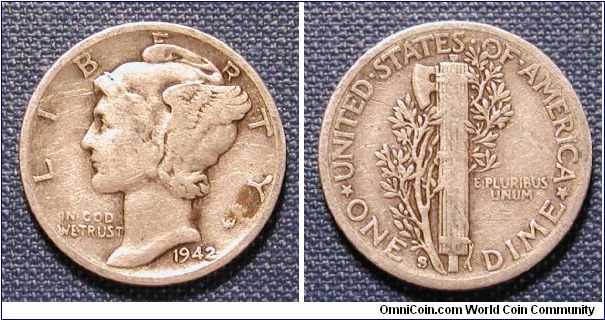 1942-S Mercury Dime
