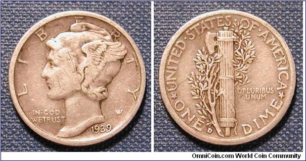 1939-D Mercury Dime