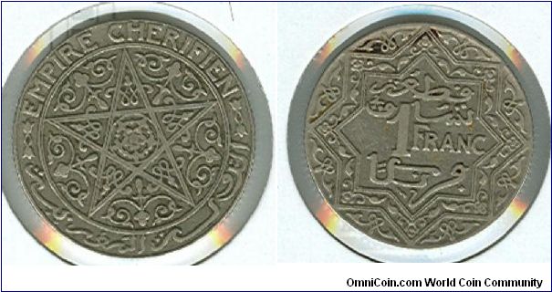1924 Morocco 1 franc.