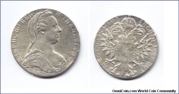 This is a great old silver coin: the 1780 Maria Theresa thaler from Austria.