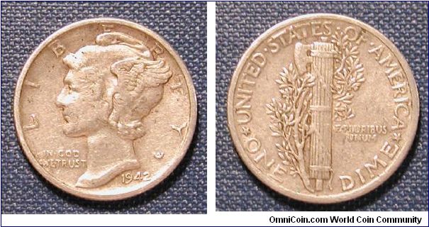 1942 Mercury Dime