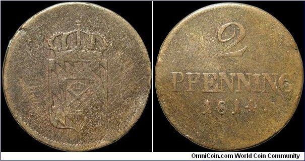 2 Pfenning, Bavaria.

Weak strike.                                                                                                                                                                                                                                                                                                                                                                                                                                                                                