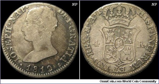 4 Reales, Napoleonic Kingdom of Spain.

Madrid mint.                                                                                                                                                                                                                                                                                                                                                                                                                                                              