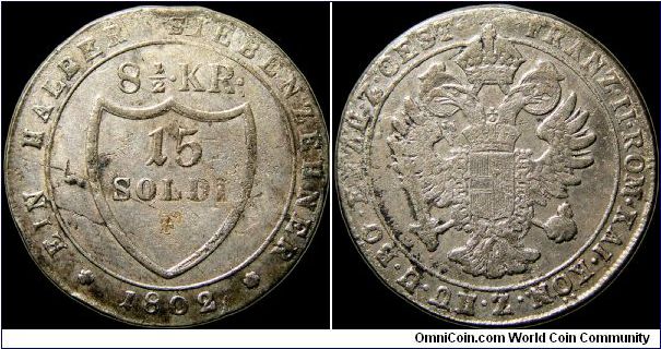 15 Soldi / 8 ½ Kreuzer, Goriza.

An unusual double valued coin.                                                                                                                                                                                                                                                                                                                                                                                                                                                   