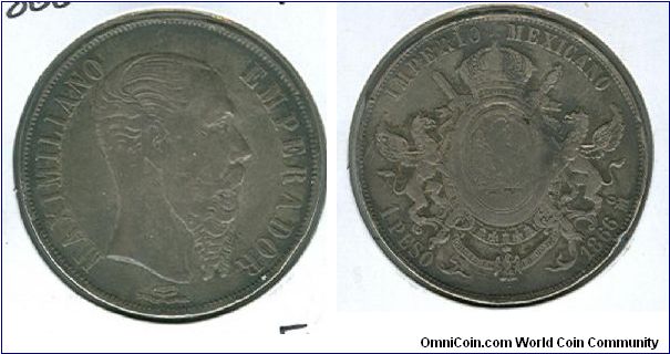 1866 Mexico 1 Peso.