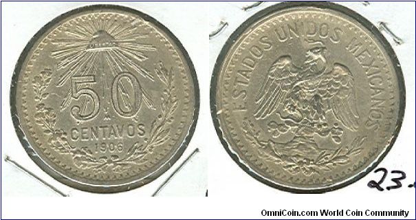 1906 Mexico 50 centavos.