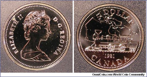 1981 Canada Silver Dollar Trans-Canadian Railroad Centennial Proof