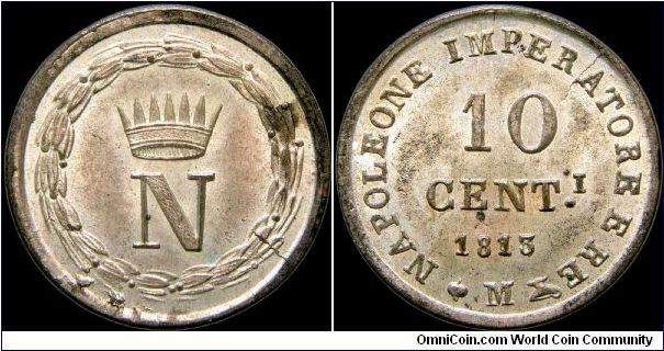 10 Centesimi, Napoleonic Kingdom of Italy.

Milan mint.                                                                                                                                                                                                                                                                                                                                                                                                                                                           