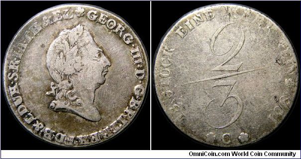 2/3 Thaler, Brunswick-Luneburg.

George III of England as Elector.                                                                                                                                                                                                                                                                                                                                                                                                                                                