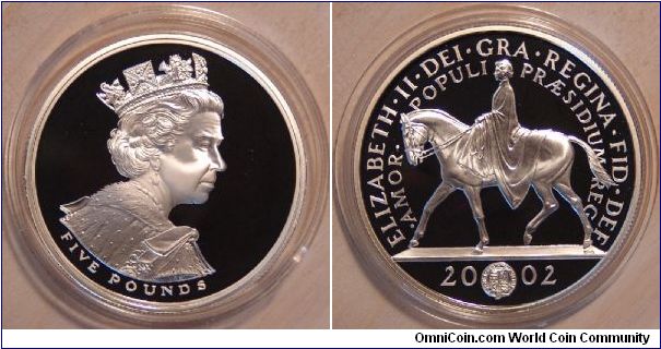 A 2002 5 Pound Silver Coin from The United Kingdom Part of the Queen Elizabeth II Golden Jubilee Crown Collection