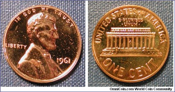 1961 Lincoln Memorial Cent Proof