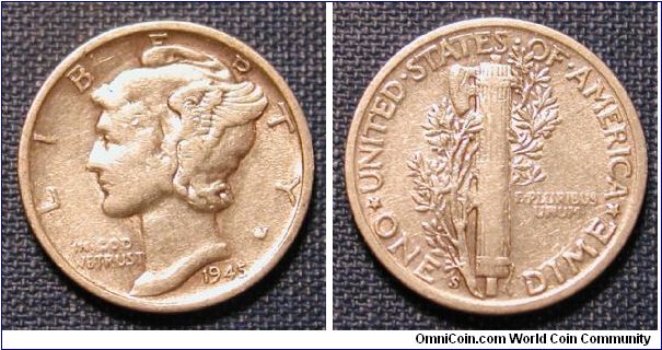 1945-S Mercury Dime