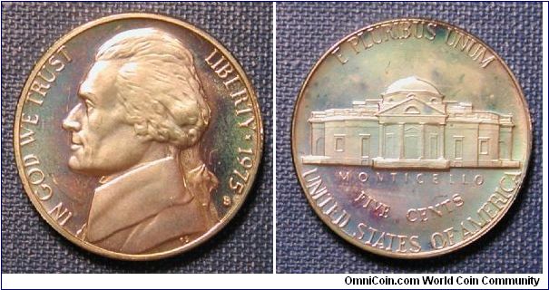 1975-S Jefferson Nickel Proof (Rainbow toned)